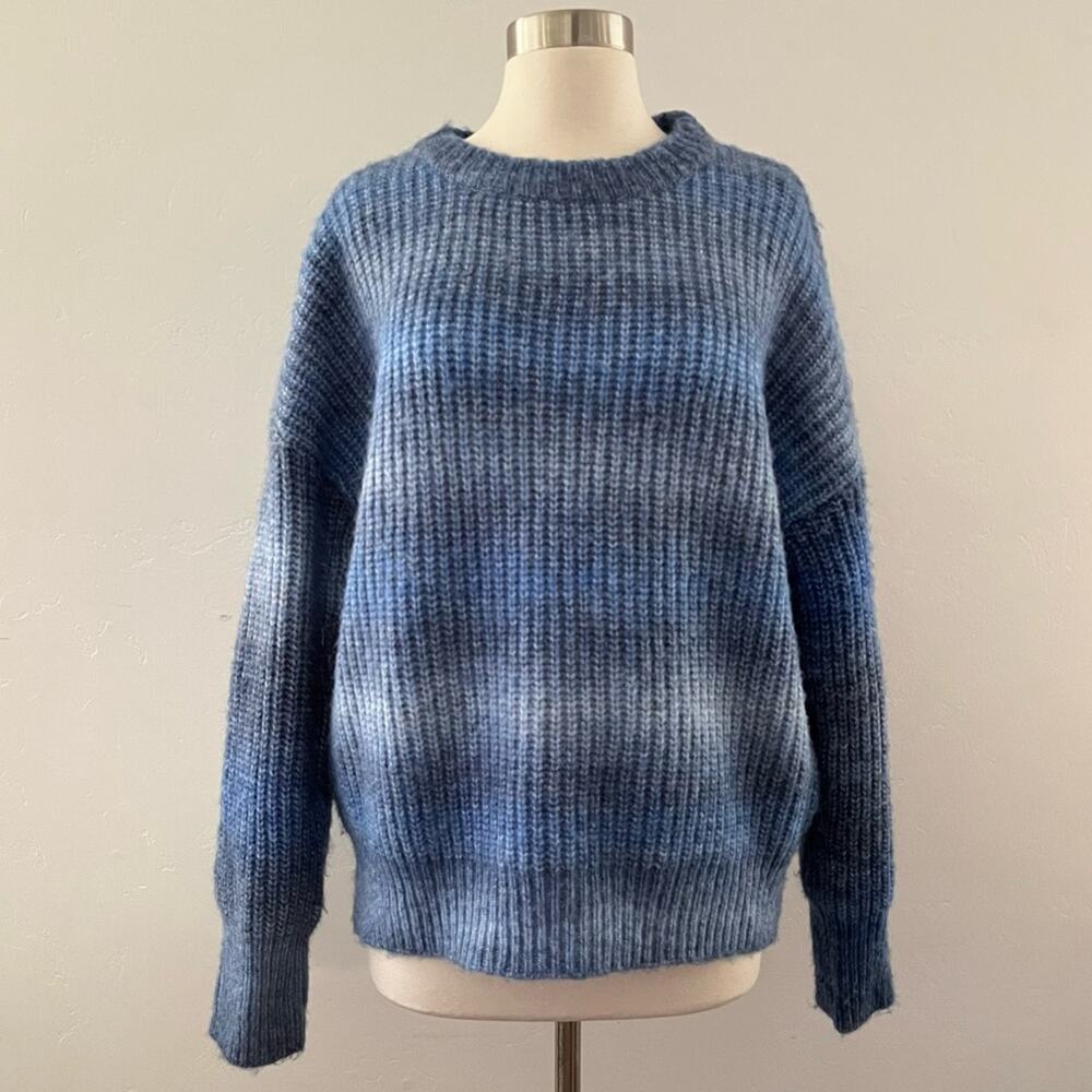Rachel Zoe Chunky Knit Sweater Large Blue Pullover Cozy Colorful Ombré NEW